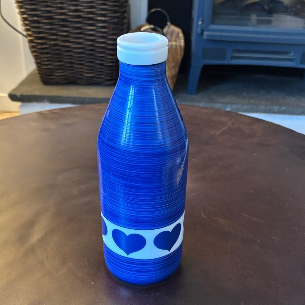 Vintage Milk Bottle - Egizia blue with Hearts